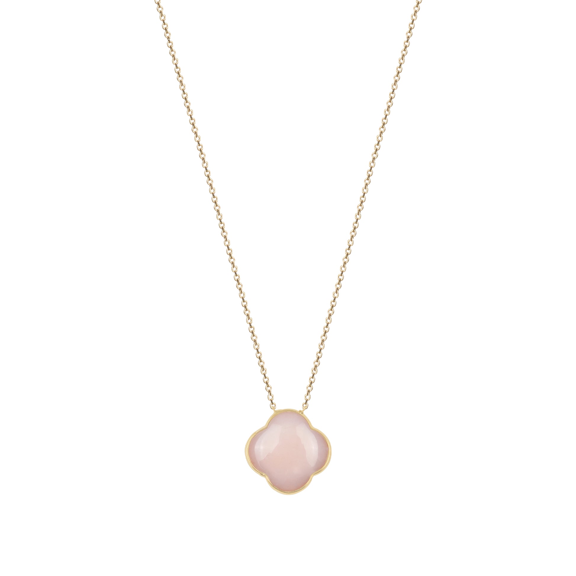 Lantisor cu pandantiv cruce, aur galben 9 K, piatra Opal roz