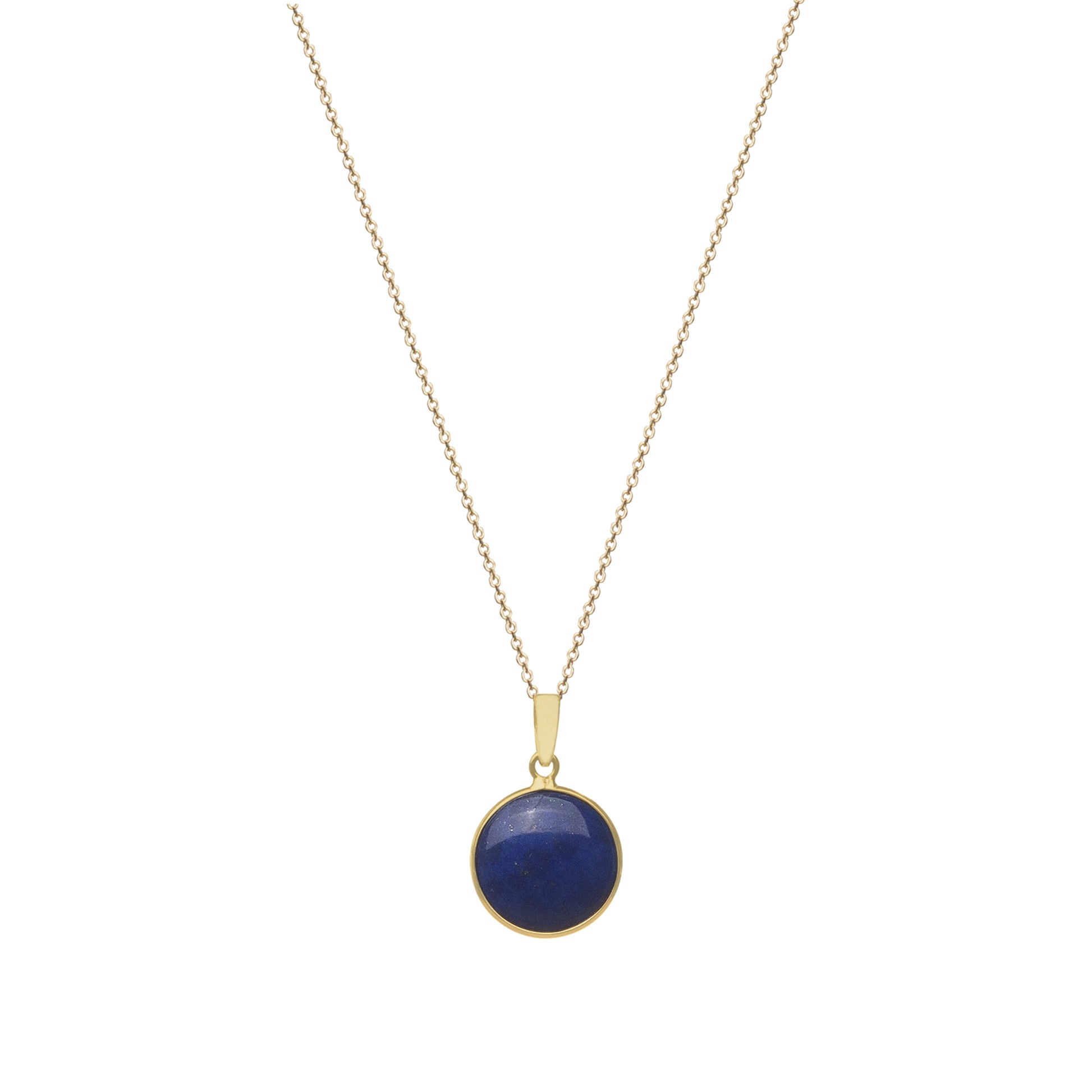 Lantisor cu pandantiv cerc, aur galben 9 K, piatra Lapis Lazuli