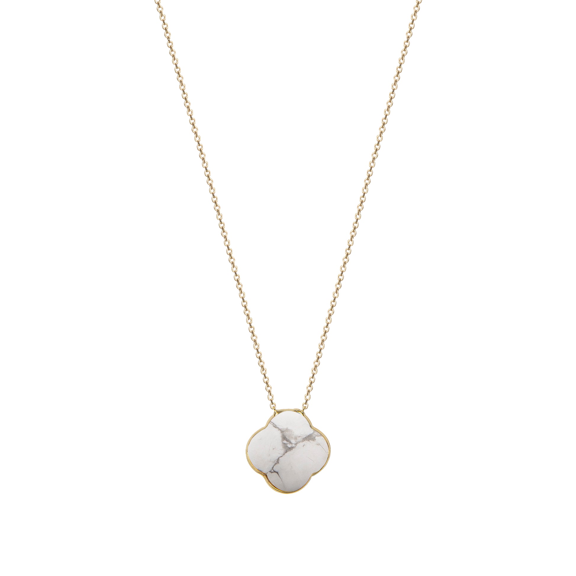 Lantisor cu pandantiv cruce, aur galben 9 K, piatra Howlite