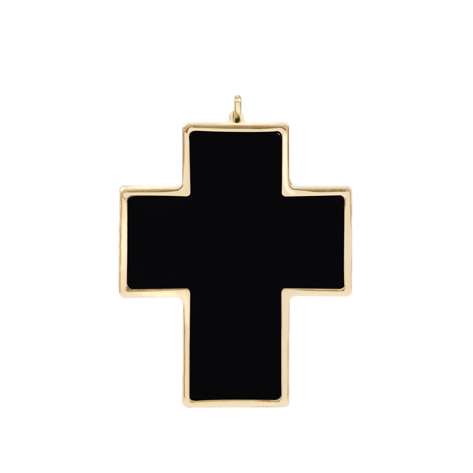 Pandantiv cruce, aur galben 14 K, piatra Onix