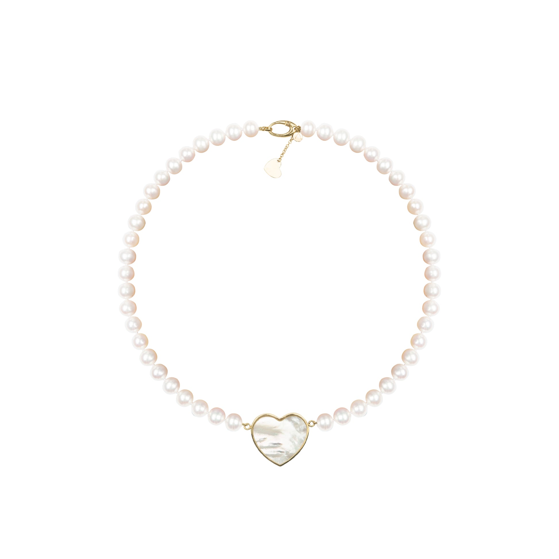 Colier Victoria, perle 0.8 cm, aur 14 K, piatra Madre Perla alba