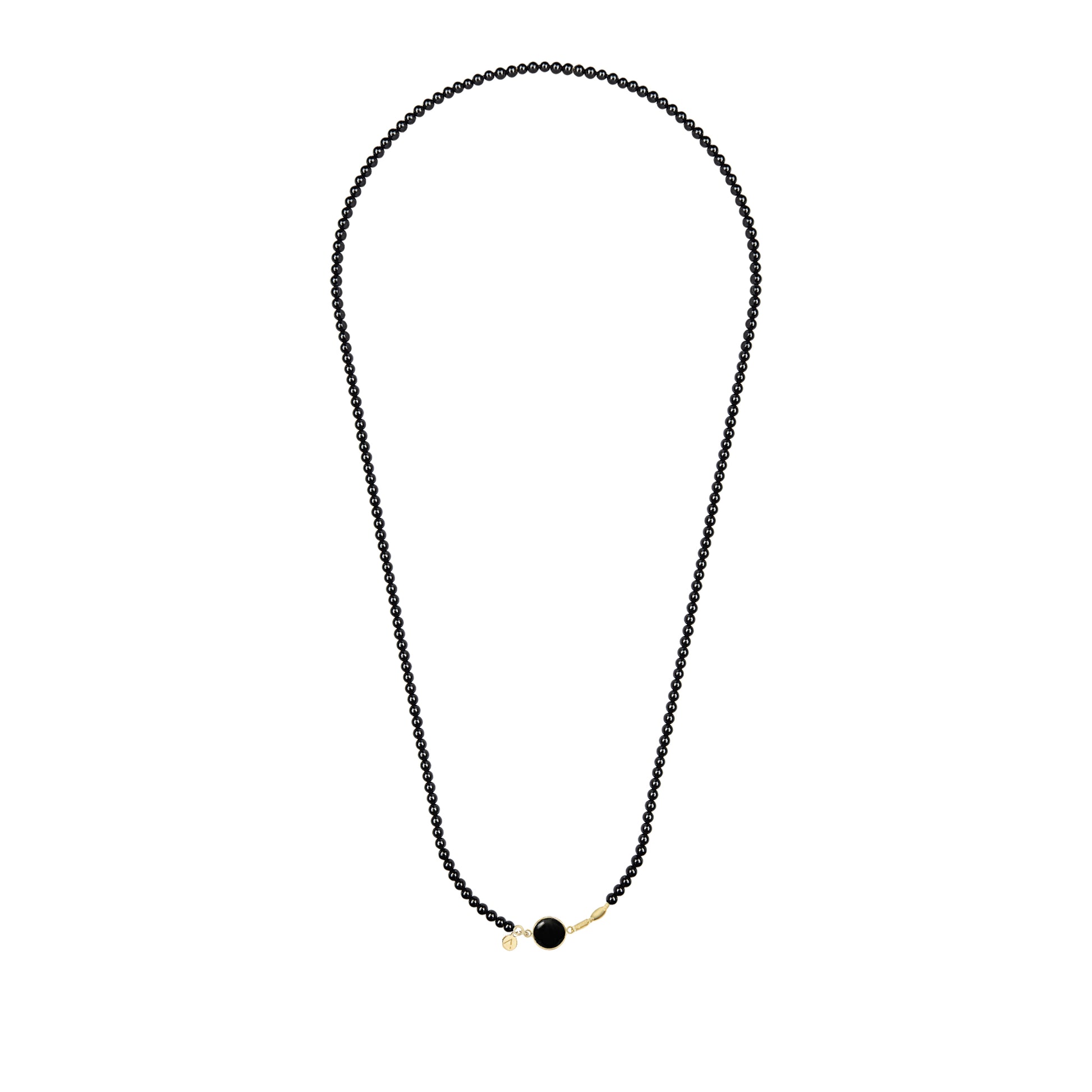 Colier Gioia lung, pandantiv cerc, aur 9K, piatra Onix