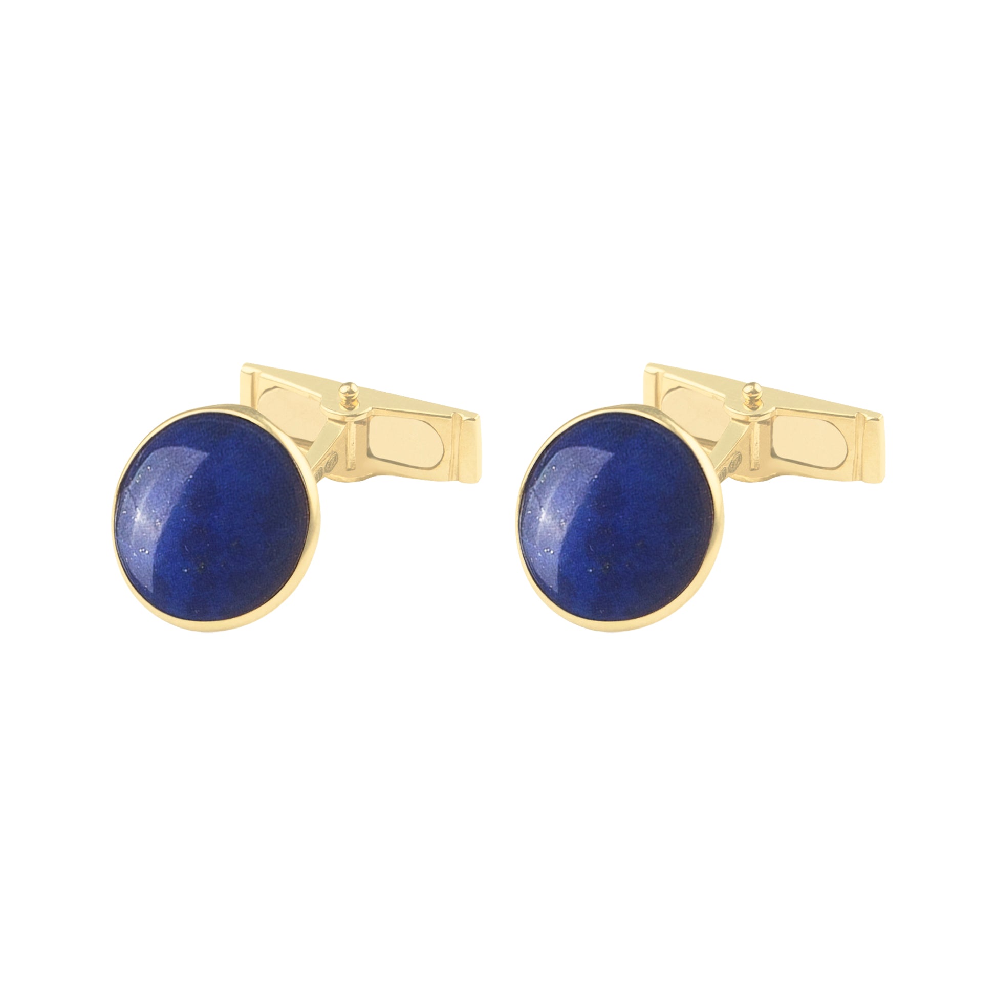 Butoni unisex, aur galben 18 K, piatra Lapis Lazuli