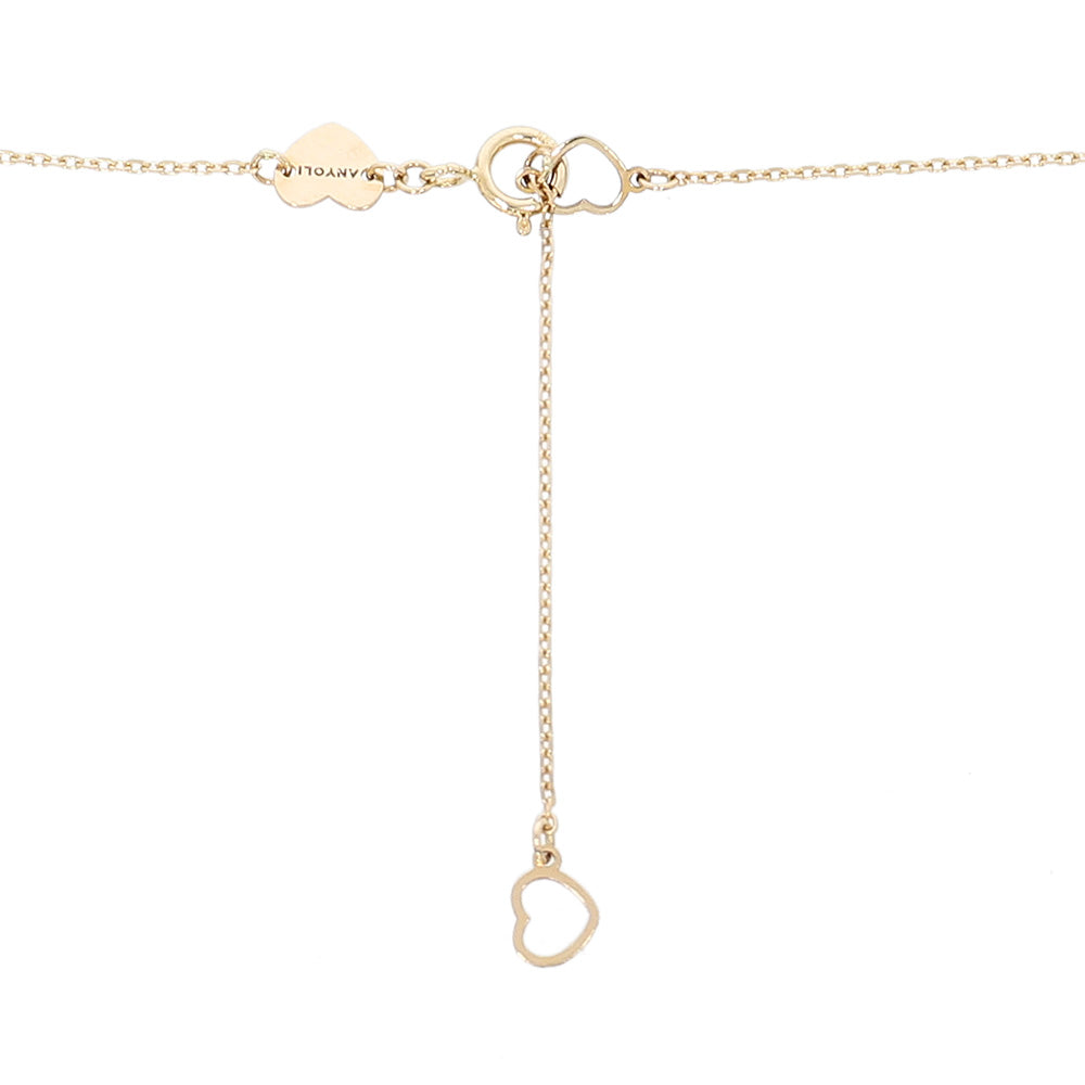 Lantisor cu diamante, pandantiv inima, aur galben 18K, piatra Madre Perla