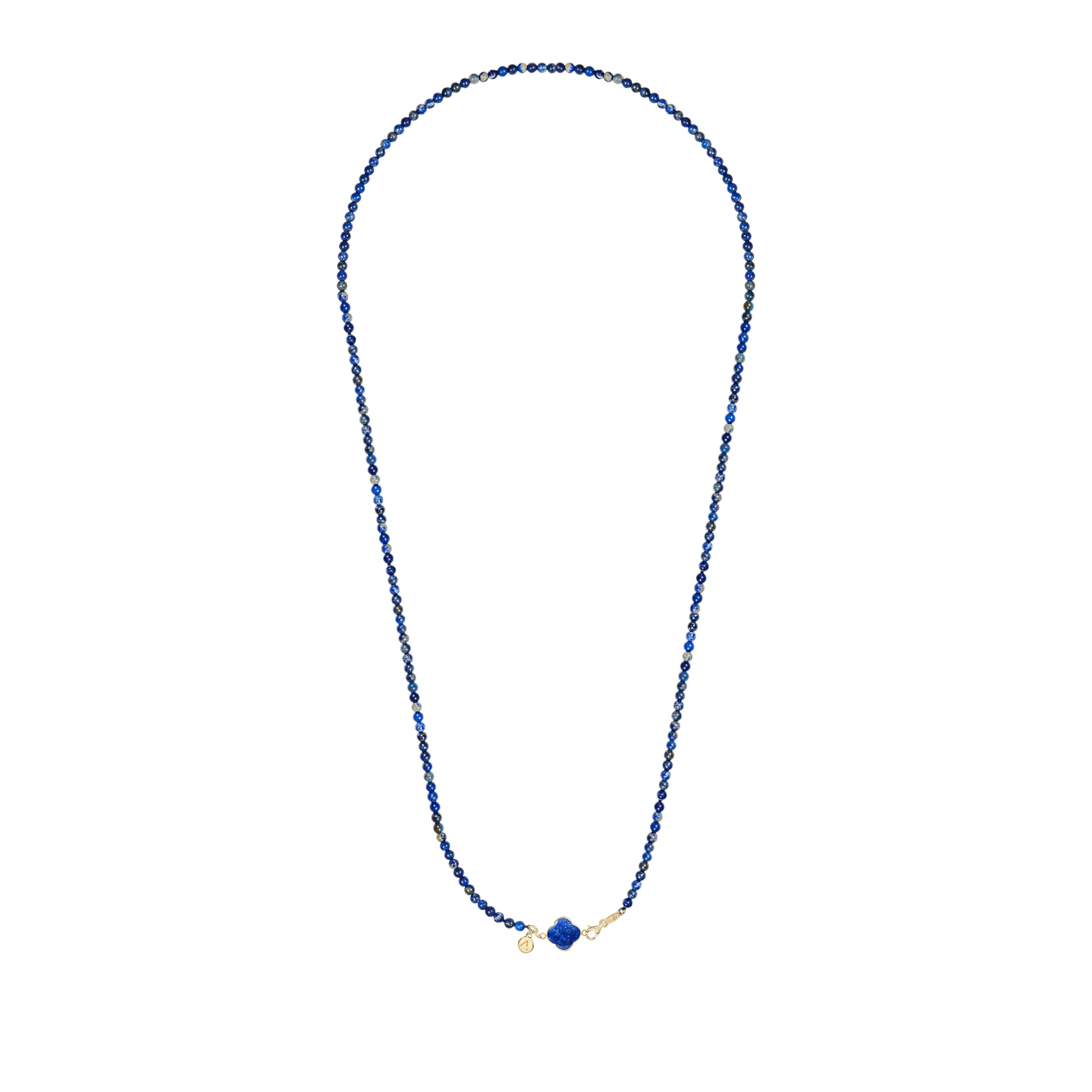 Colier lung cu pietre naturale, pandantiv cruce detasabil, aur galben 9 K, pietre Lapis Lazuli