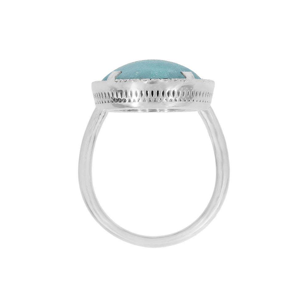 Inel cu diamante, pandantiv cerc, aur alb 18K, piatra Amazonite