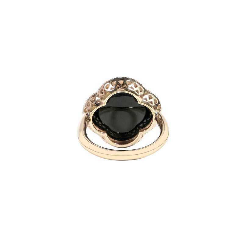 Inel cu diamante, pandantiv cruce, aur galben 18K, piatra Onix