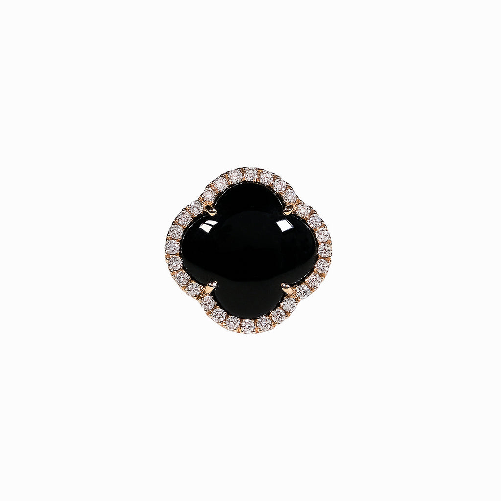 Inel cu diamante, pandantiv cruce, aur galben 18K, piatra Onix